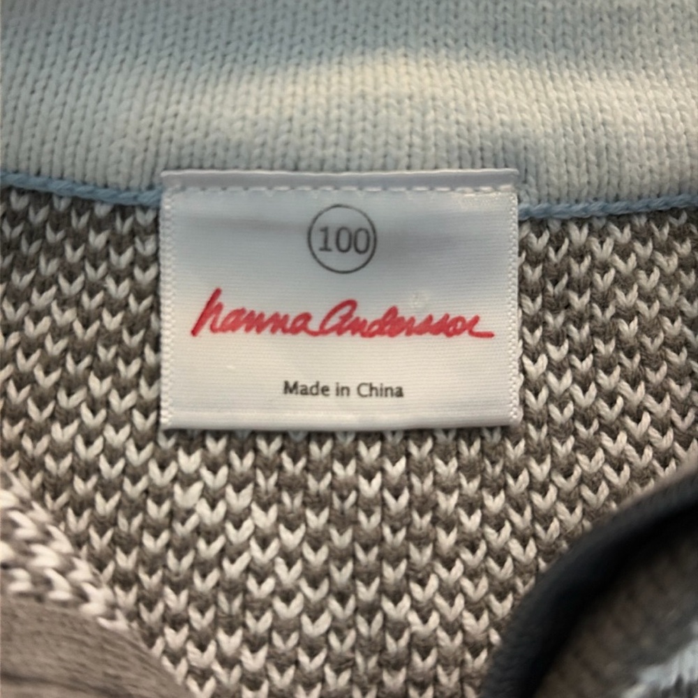 Hanna Andersson Gray and Light Blue/Geay Knit Sweater